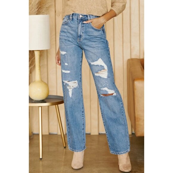 WADE ULTRA HIGH RISE DISTRESSED 90'S BAGGY DENIM - Picture 4 of 4